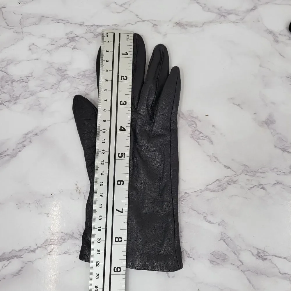 Grandoe Vintage Black Leather Driving Gloves Women's Size 7